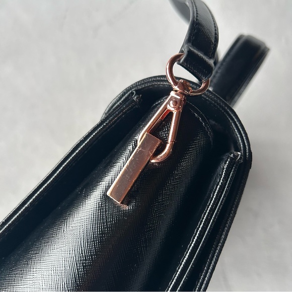 Ted Baker ~ Faux Leather Tote with Top Handle ~ Black with Rose Gold Hardware - Picture 8 of 17